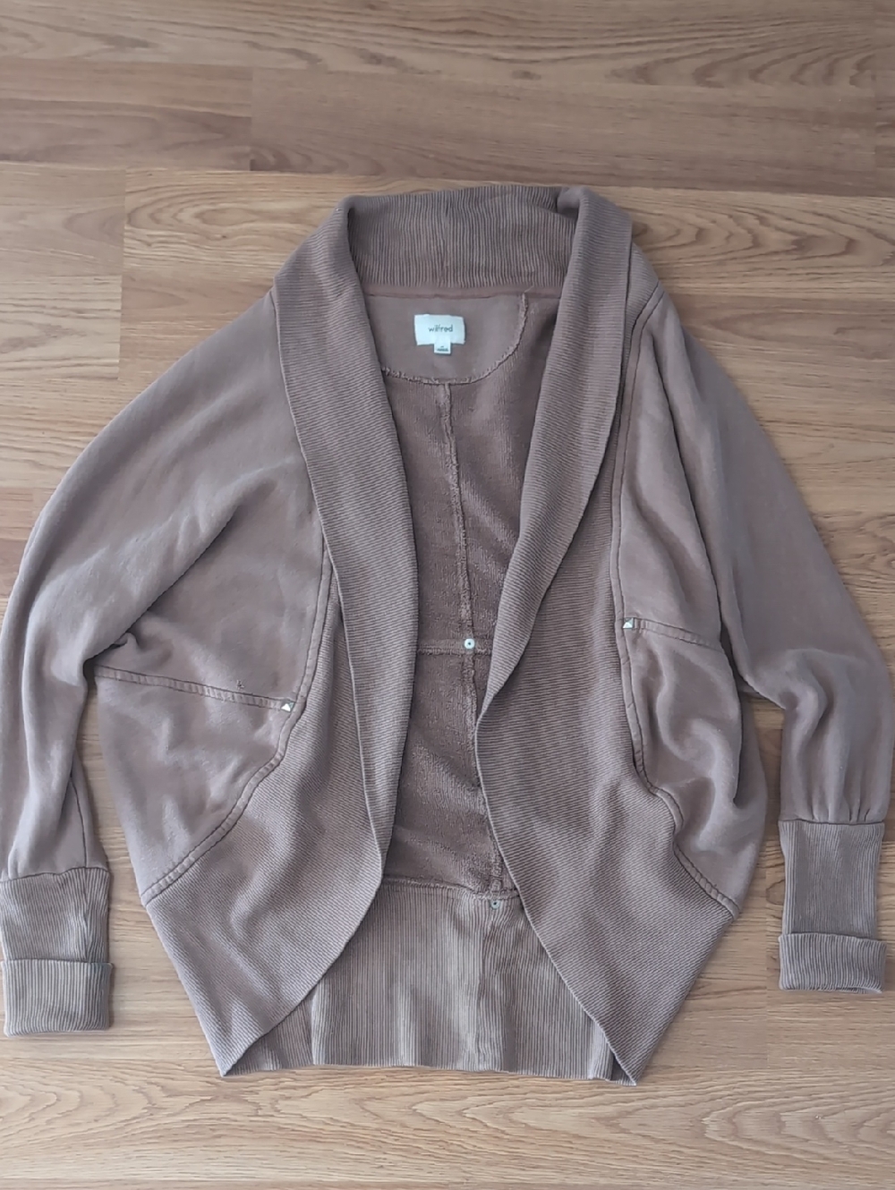 Wilfred Taupe Open-Front Shawl Collar Cardigan